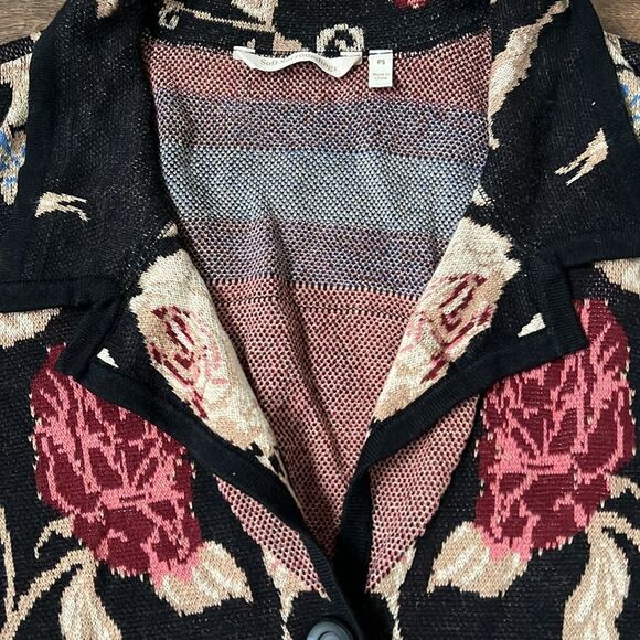 Soft Surroundings Cardigan Size Small Petite Floral Button Front Long Sweater - Picture 3 of 7